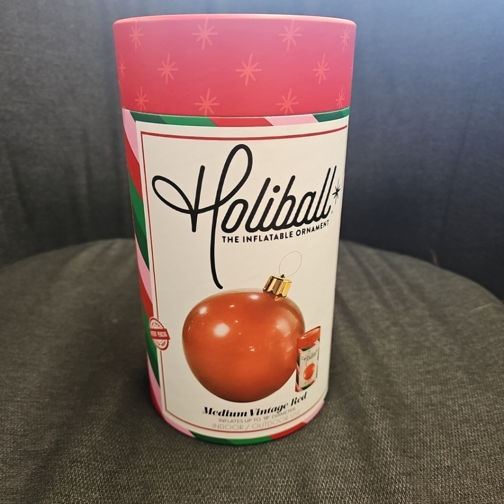 NIP Holiball The Inflatable Ornament Medium 18" Vintage Red Bulb Christmas